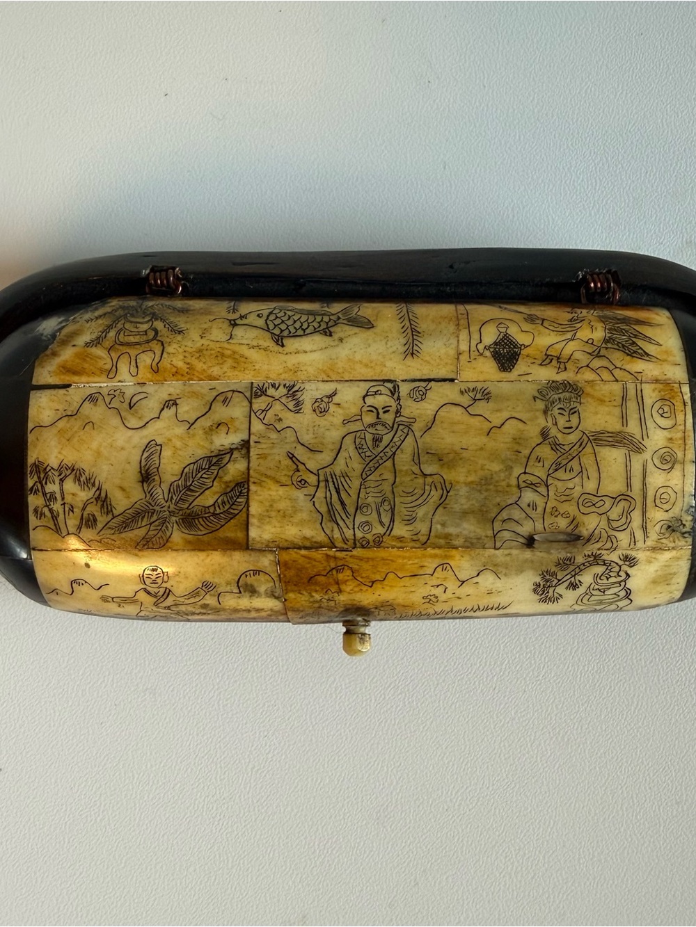 Antique Chinese wooden eyeglass case
